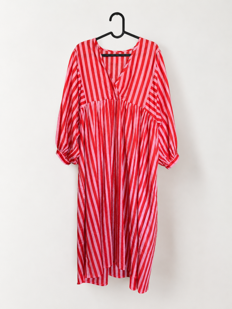 Strawberry Waves cotton oversize dress